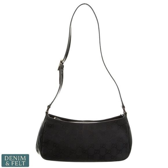 Gucci Black GG Monogram Mini Shoulder Bag with Patent Leather Trim, Vintage - Picture 1 of 16